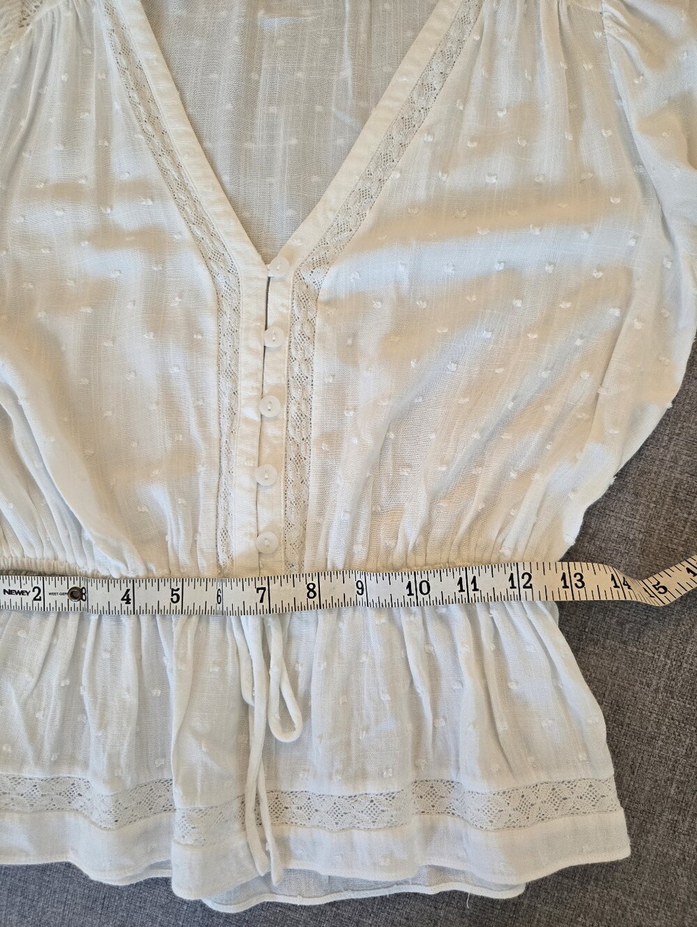 EVER NEW I US 2 Tasha Trim Sploced Dobby Blouse I cream - Picture 8 of 9